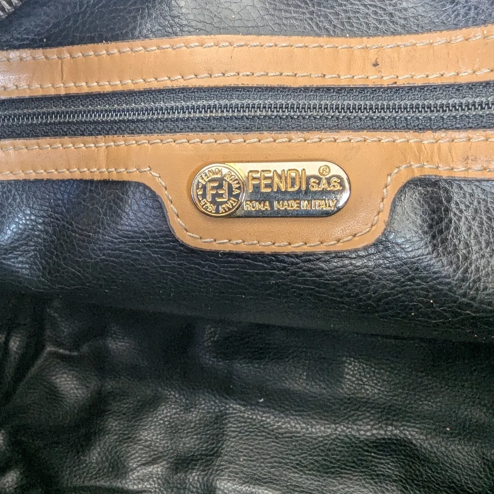 Fendi Pequin Boston Checkered Tan and Black Women's Handbag - Picture 10 of 12